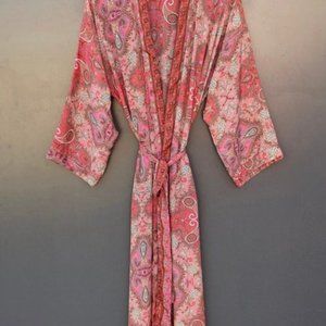 Vintage Silk Recycled Sari Robe, beachwear, silk dress, nightdress